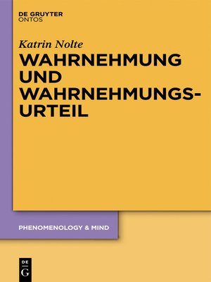 cover image of Wahrnehmung und Wahrnehmungsurteil